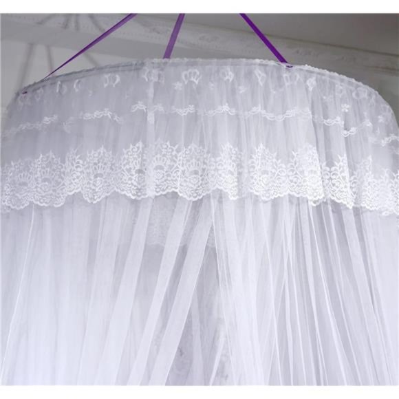 Princess Bed Canopy with Lights Round Dome Bed Curtains Mosquito Net - Picture 5 of 8